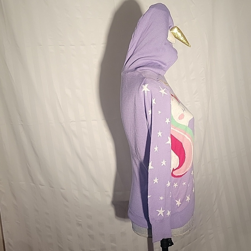 Girls Unicorn Holiday Hooded Lavender Sweater, Size: L, NWT - Picture 7 of 9